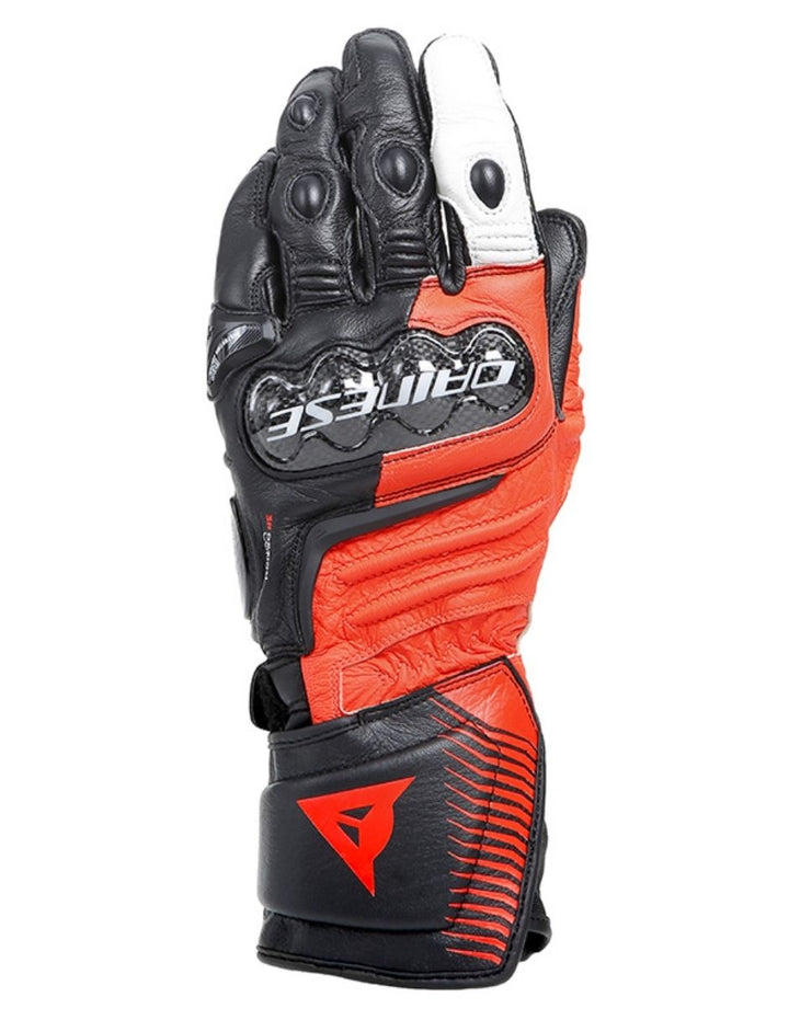 GUANTES DE PIEL DAINESE CARBON 4 LARGOS NEGRO/ROJO/BLANCO