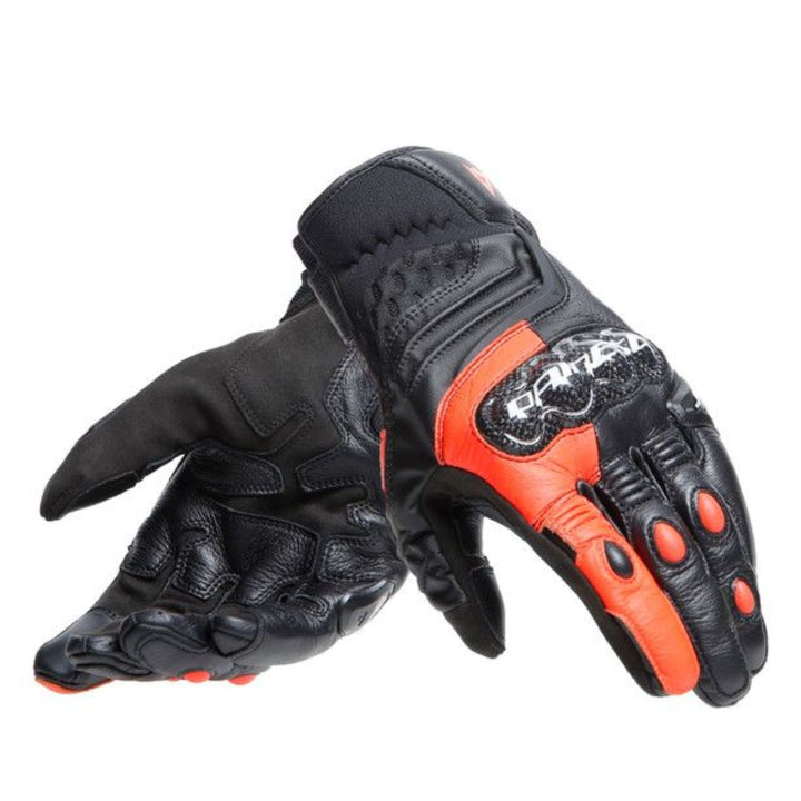 GUANTES DE PIEL DAINESE CARBON 4 CORTOS NEGRO/ROJO