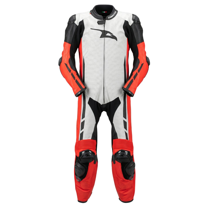 TRAJE DE PIEL GIMOTO MUGELLO AIR BLANCO/ROJO