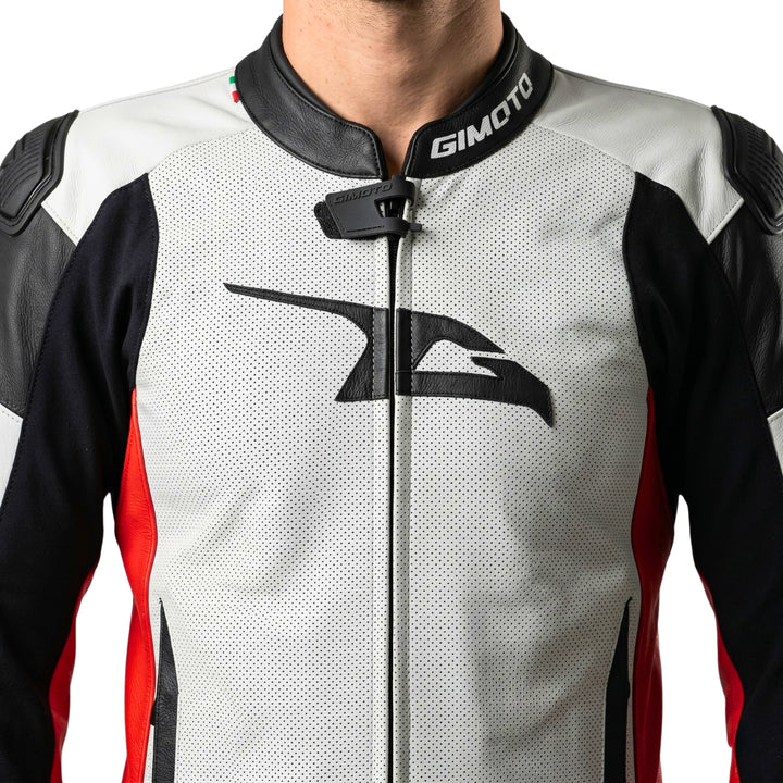 TRAJE DE PIEL GIMOTO MUGELLO AIR BLANCO/ROJO