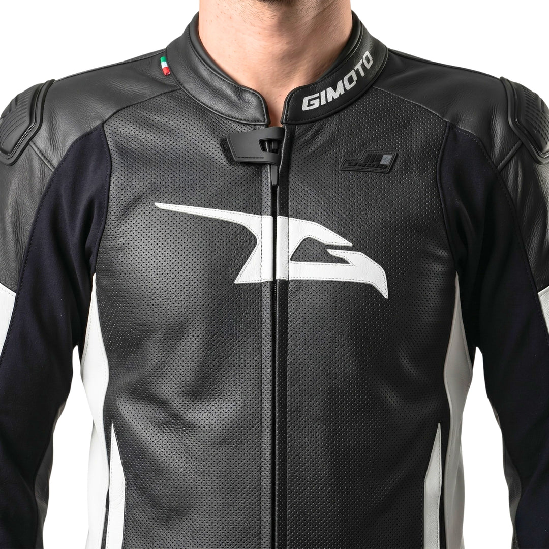 TRAJE DE PIEL GIMOTO MUGELLO AIR NEGRO/BLANCO