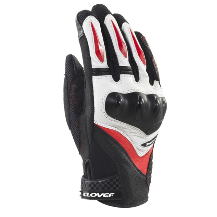 GUANTES DE PIEL CLOVER RAPTOR 3 NEGRO/ROJO/BLANCO