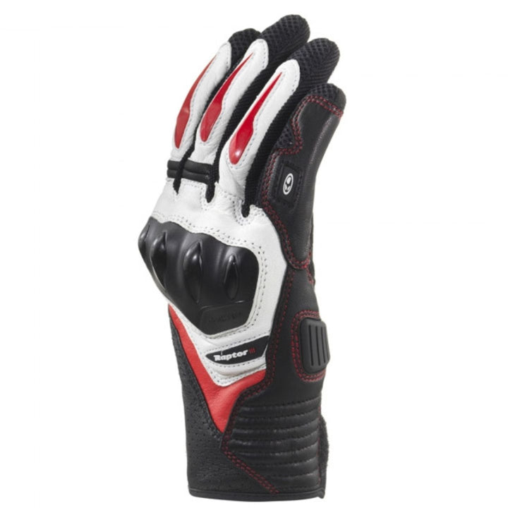 GUANTES DE PIEL CLOVER RAPTOR 3 NEGRO/ROJO/BLANCO