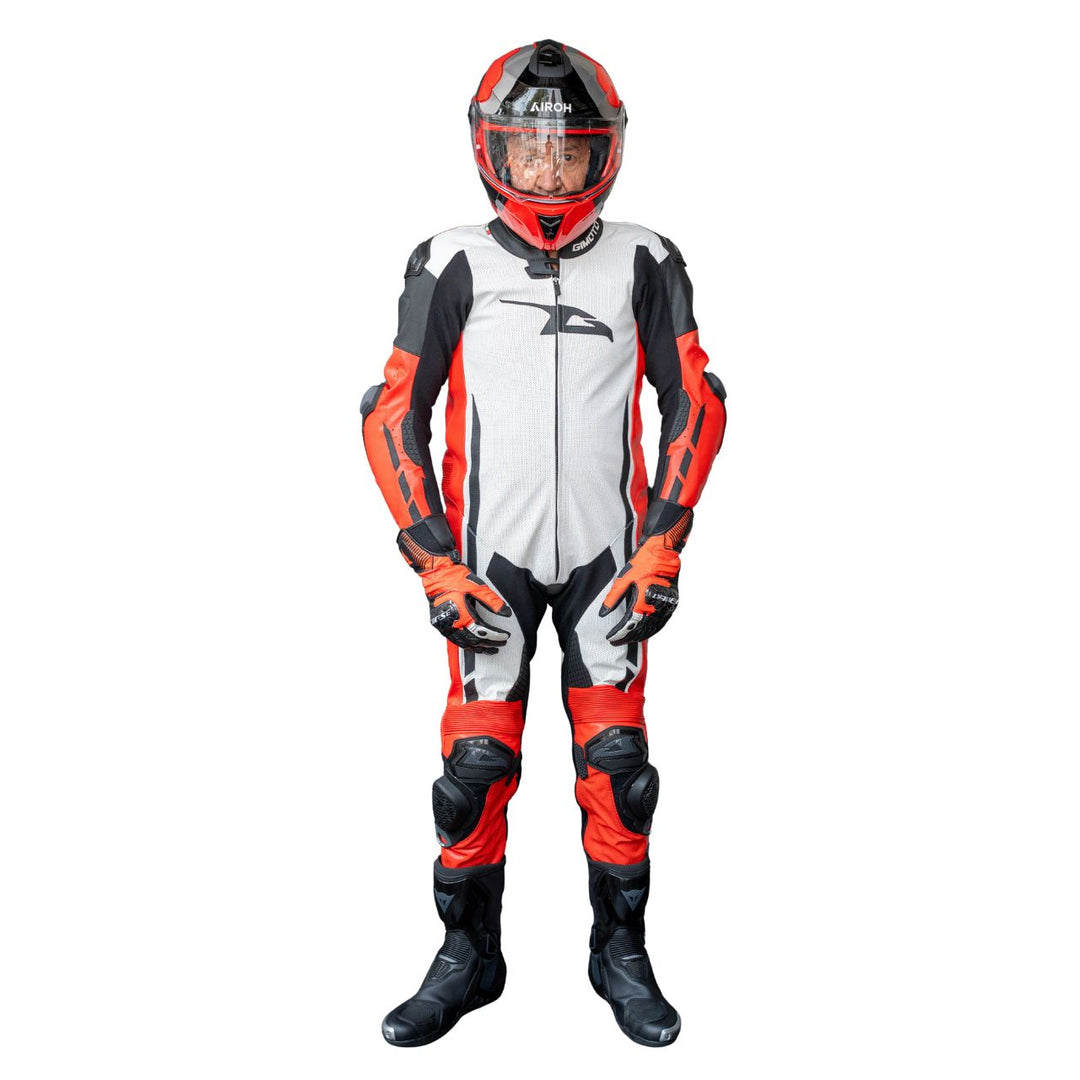 TRAJE DE PIEL GIMOTO MUGELLO AIR BLANCO/ROJO