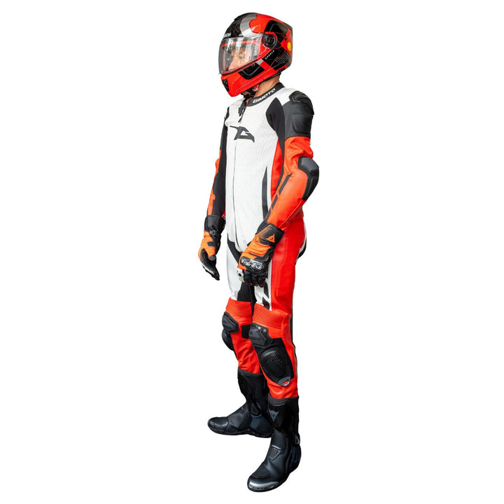 TRAJE DE PIEL GIMOTO MUGELLO AIR BLANCO/ROJO