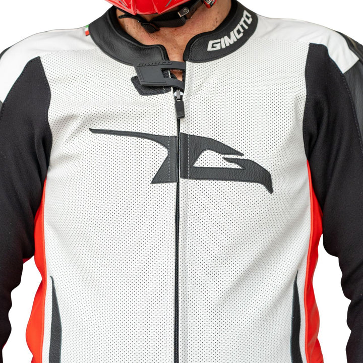 TRAJE DE PIEL GIMOTO MUGELLO AIR BLANCO/ROJO