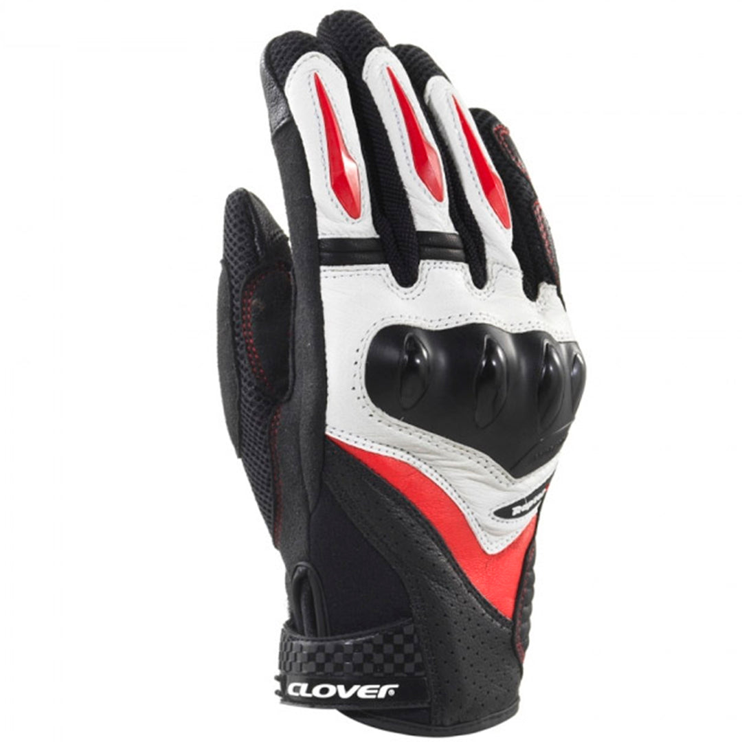 GUANTES DE PIEL CLOVER RAPTOR 3 NEGRO/ROJO/BLANCO